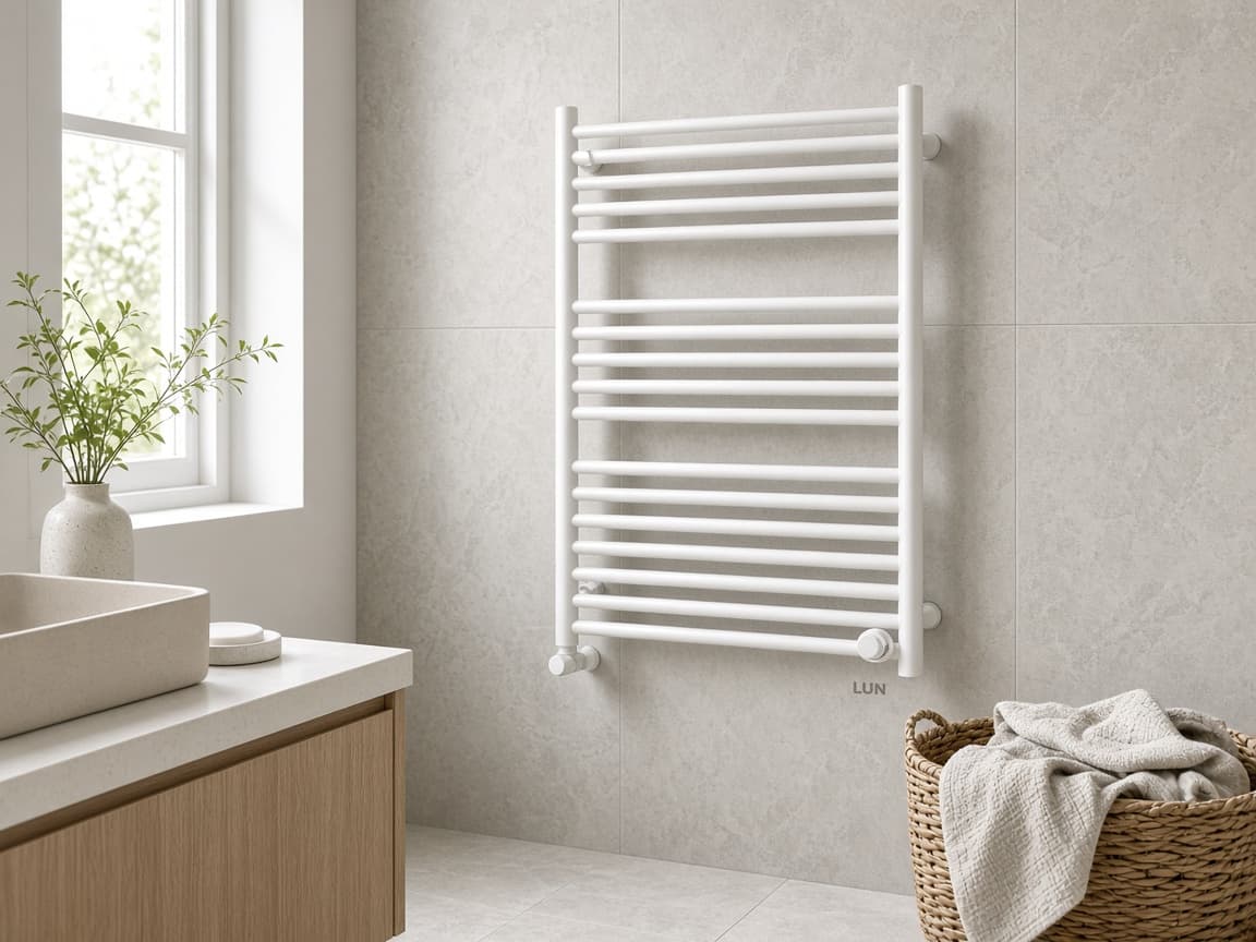 LUN Heated Towel Rail by LUN in a Scandinavian home setting