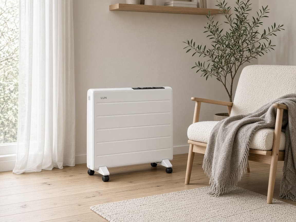 LUN Oil-Filled Radiator by LUN in a Scandinavian home setting